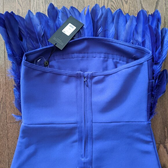 NWT Blue stretch feather dress, size M/L - Picture 6 of 6